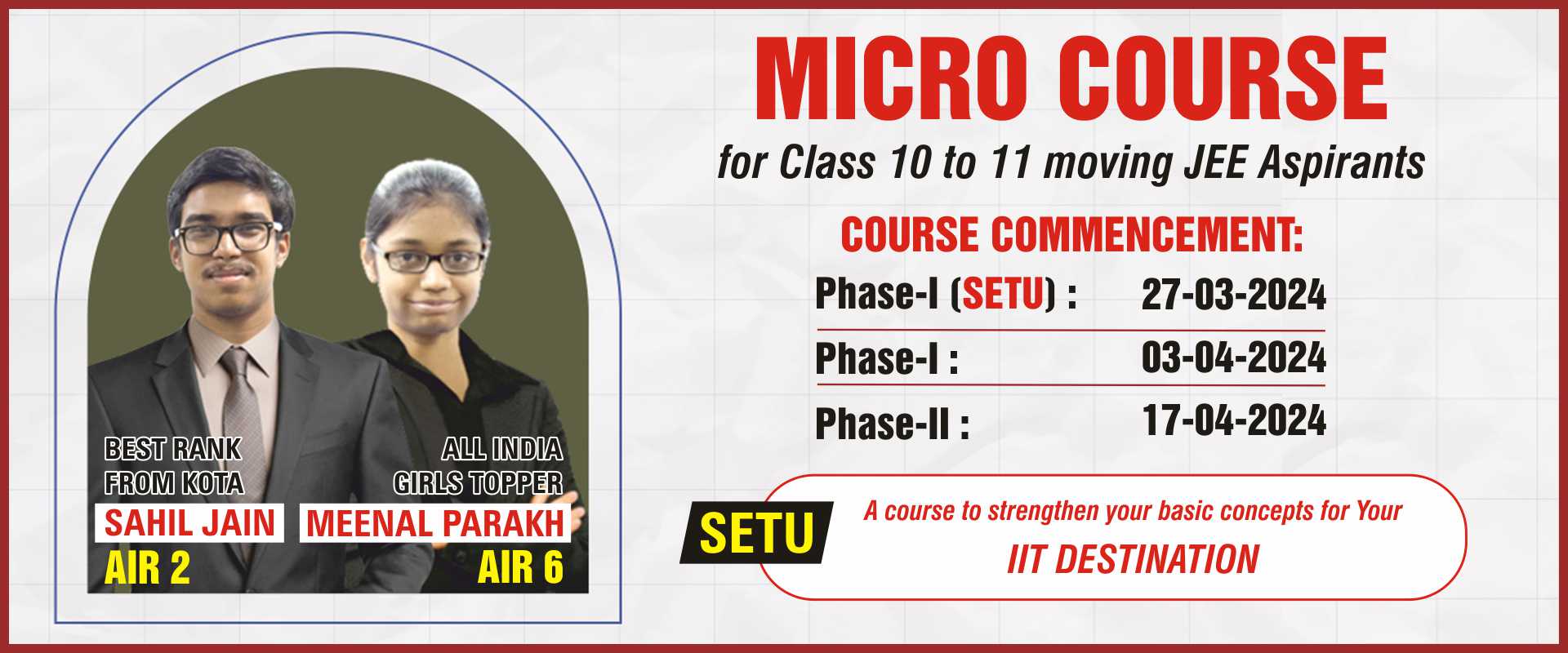 MICRO COURSE for Class 10 to 11 moving JEE Aspirants